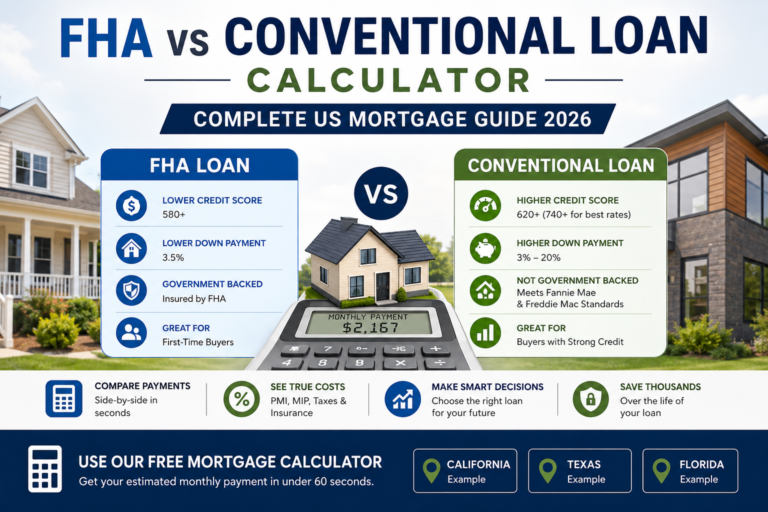 fha vs conventional loan calculator usa